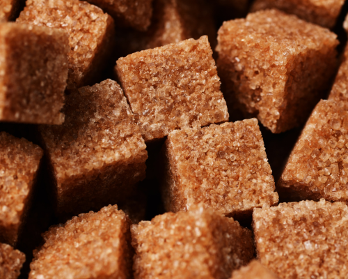 Close up image of brown sugar cubes