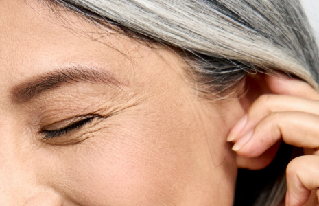 Close up picture of woman with mature skin
