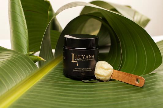 Luyana Nourishing Body Butter in a banana leaf