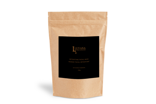 Luyana Skincare doypack for Detoxifying Facial Mask containing activated charcoal powder