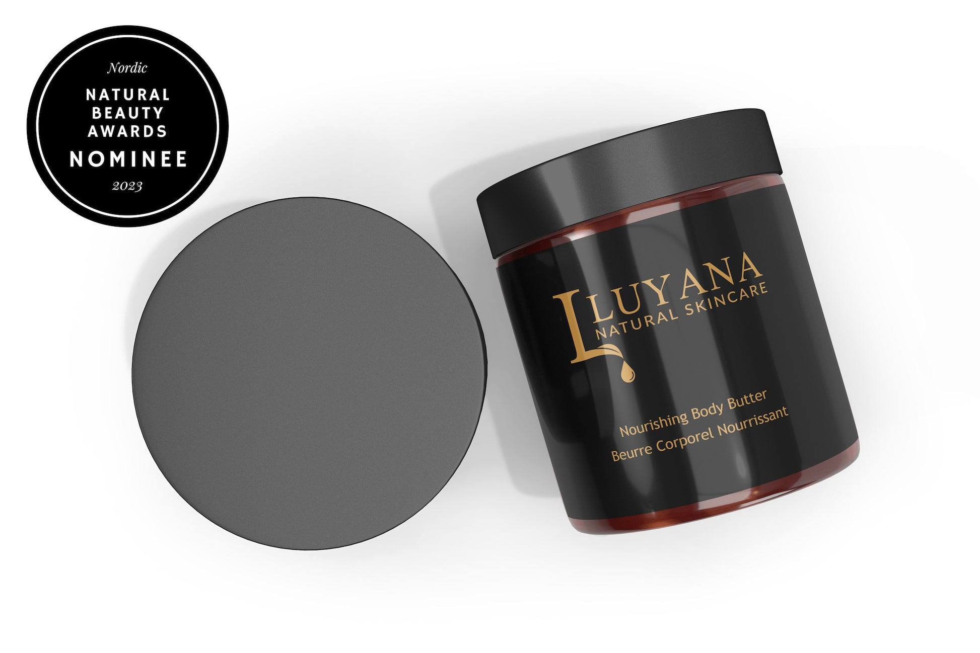 Image of Luyana Natural Skincare Nourishing Body Butter with Award Nomination Sticker 2023