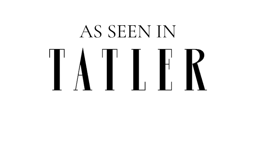 Text 'AS SEEN IN TATLER' on a transparent